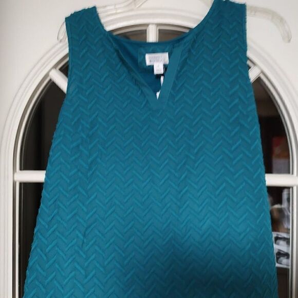 New Market & Spruce Ezide Textured Print Tank Top Teal Green Women's M - Picture 2 of 2